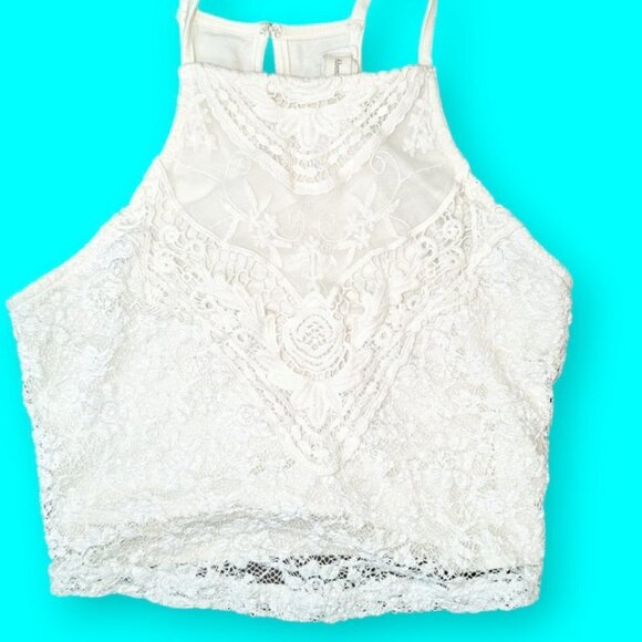 Abercrombie & Fitch 2000's Crochet Lace Crop Tank Top Size Extra Small - Picture 10 of 10